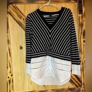 French Connection Twofer Top Blue White XS